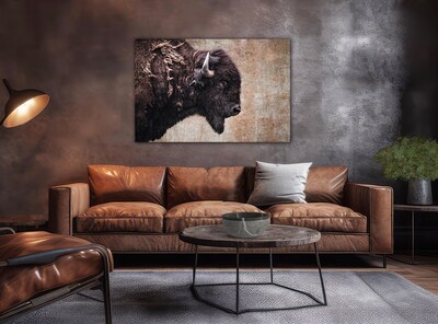 Bison photo wall art, buffalo painting canvas print, western decor, large photo wall art, rustic cabin decor, old west print - image3